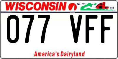 WI license plate 077VFF