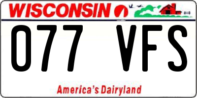 WI license plate 077VFS