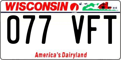 WI license plate 077VFT