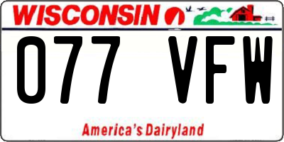 WI license plate 077VFW