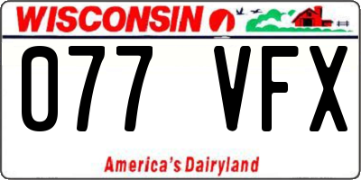 WI license plate 077VFX