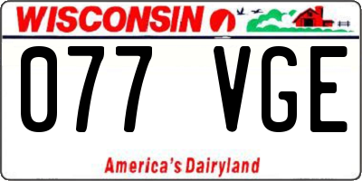 WI license plate 077VGE