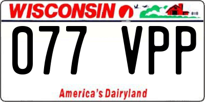 WI license plate 077VPP