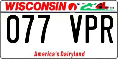 WI license plate 077VPR