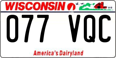 WI license plate 077VQC