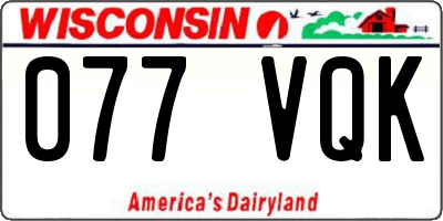 WI license plate 077VQK