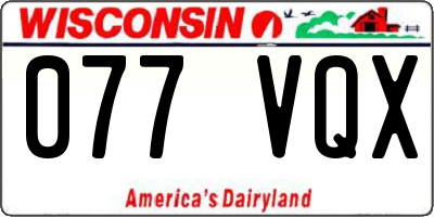 WI license plate 077VQX