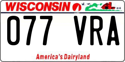 WI license plate 077VRA