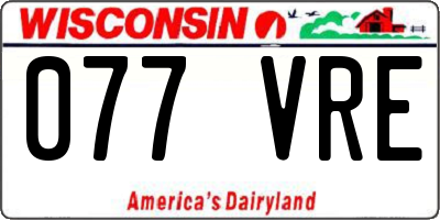 WI license plate 077VRE