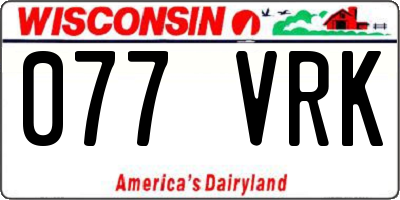 WI license plate 077VRK