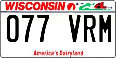 WI license plate 077VRM