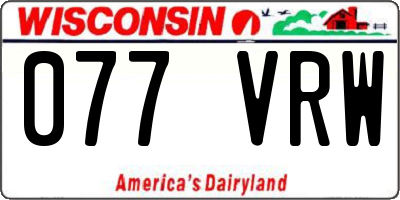 WI license plate 077VRW