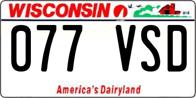 WI license plate 077VSD