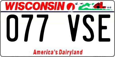WI license plate 077VSE