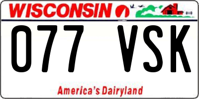 WI license plate 077VSK