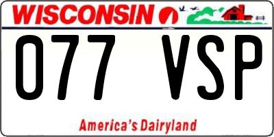 WI license plate 077VSP