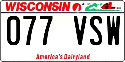 WI license plate 077VSW