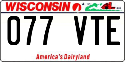 WI license plate 077VTE
