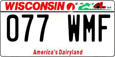 WI license plate 077WMF
