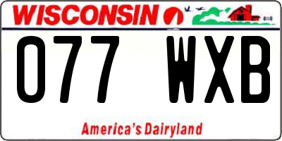 WI license plate 077WXB