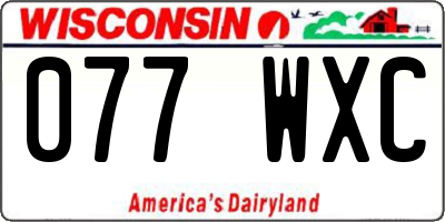 WI license plate 077WXC