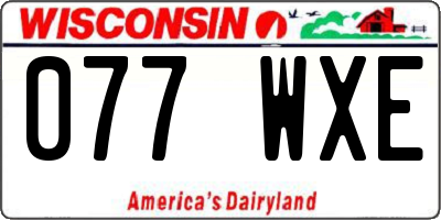 WI license plate 077WXE