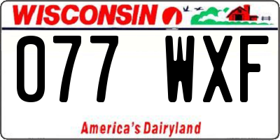 WI license plate 077WXF