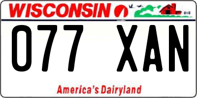 WI license plate 077XAN
