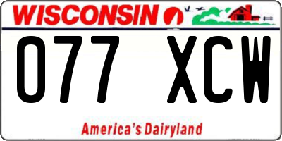 WI license plate 077XCW
