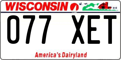 WI license plate 077XET
