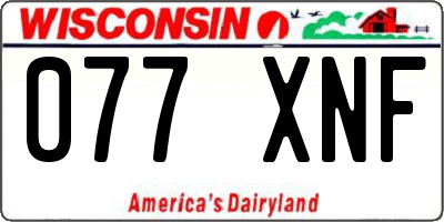 WI license plate 077XNF