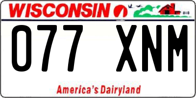 WI license plate 077XNM