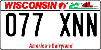 WI license plate 077XNN