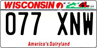 WI license plate 077XNW