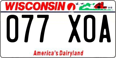 WI license plate 077XOA