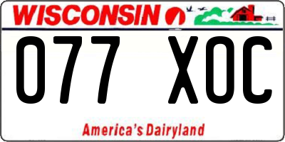 WI license plate 077XOC