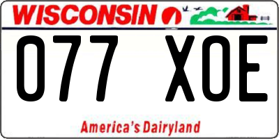 WI license plate 077XOE