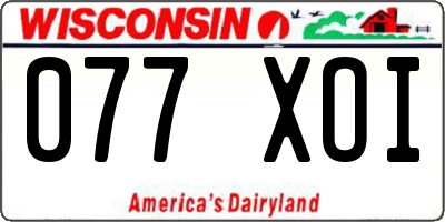 WI license plate 077XOI