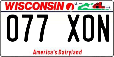 WI license plate 077XON
