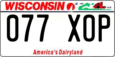 WI license plate 077XOP