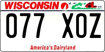 WI license plate 077XOZ