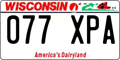 WI license plate 077XPA