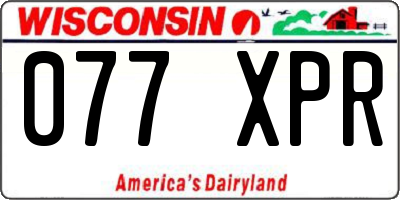 WI license plate 077XPR