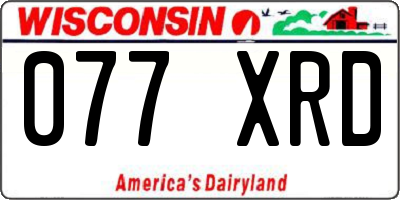 WI license plate 077XRD
