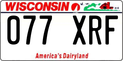 WI license plate 077XRF