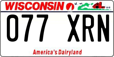 WI license plate 077XRN