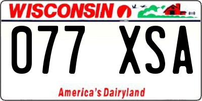 WI license plate 077XSA