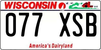 WI license plate 077XSB