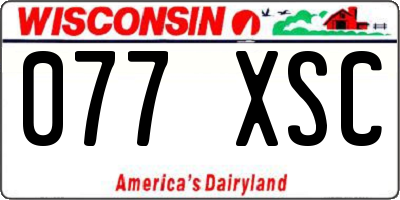 WI license plate 077XSC