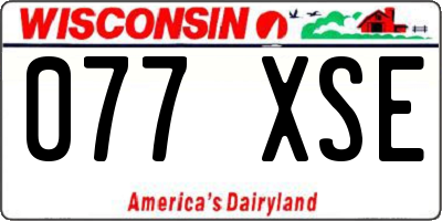 WI license plate 077XSE